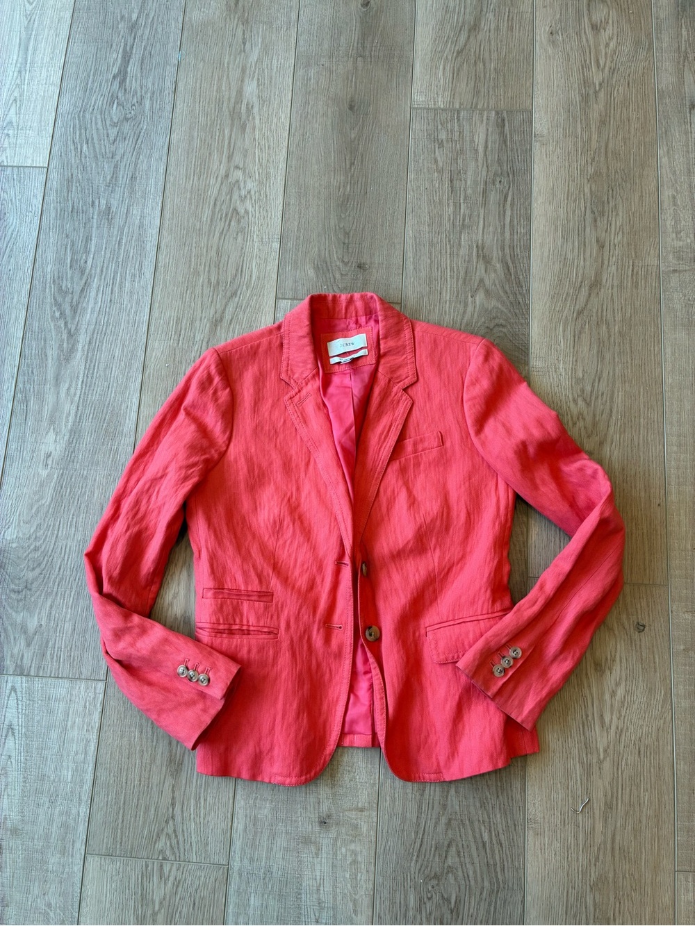 J Crew Coral Blazer School boy fit size 4 Lined Pockets preppy Office